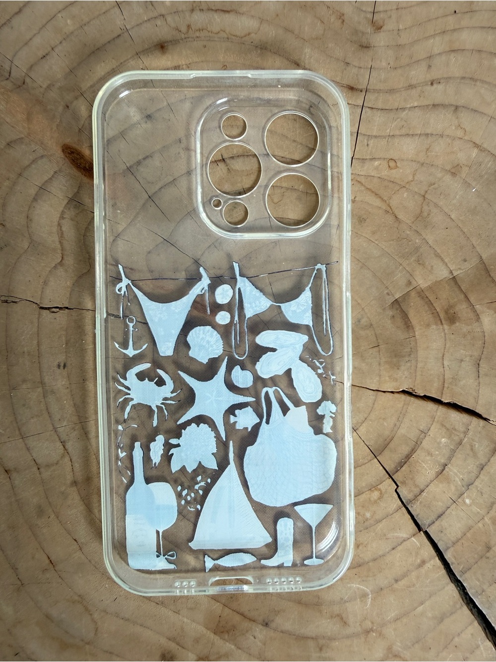 Clear Coastal Collage Case Blue Pink Beach Print iPhone 16 Pro - Picture 5 of 5
